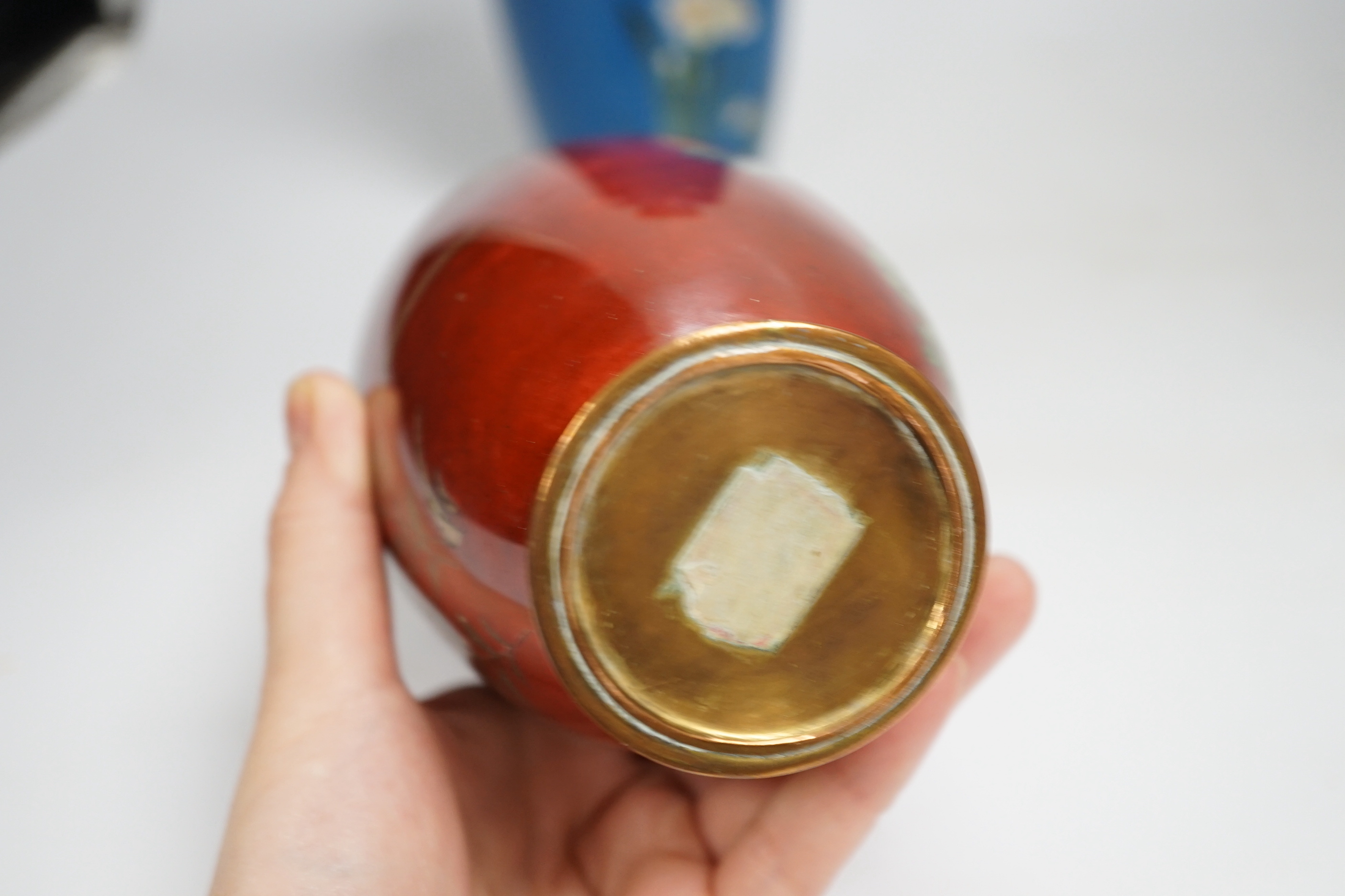 Four Japanese cloisonne enamel vases, tallest 24.5cm